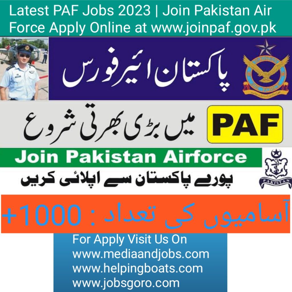 Latest PAF Jobs 2023 Join Pakistan Air Force Apply Online At