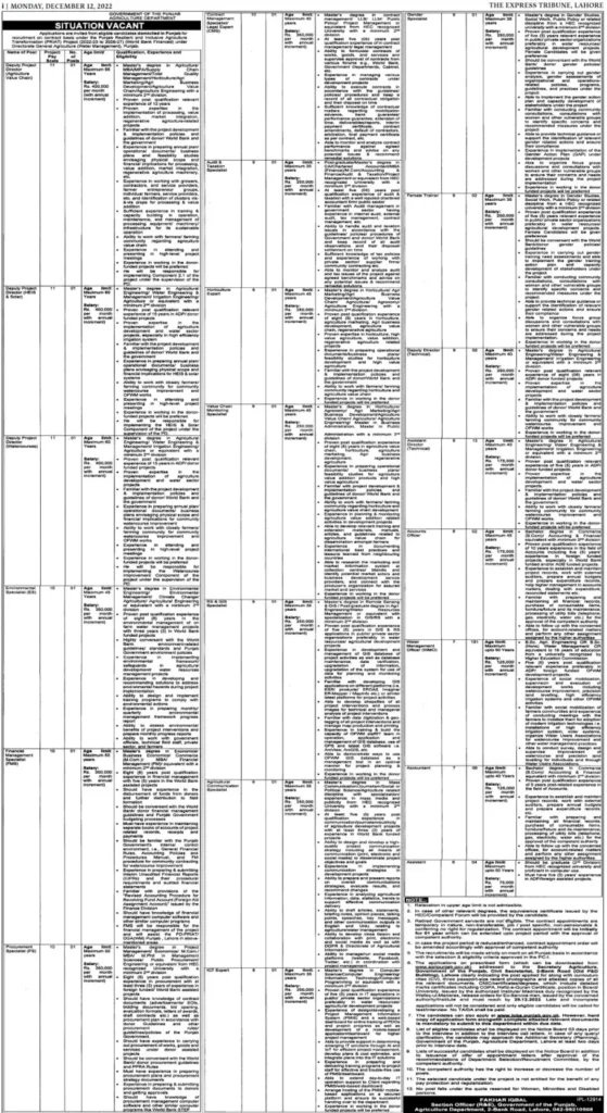 Agriculture Department Punjab Jobs 2022 | Application Form