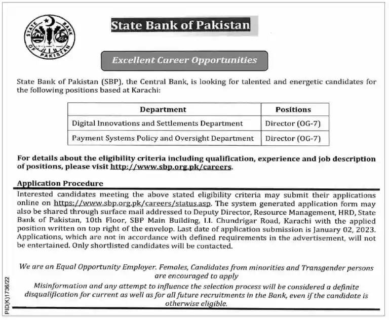 State Bank of Pakistan SBP Jobs 2022 | Apply Online