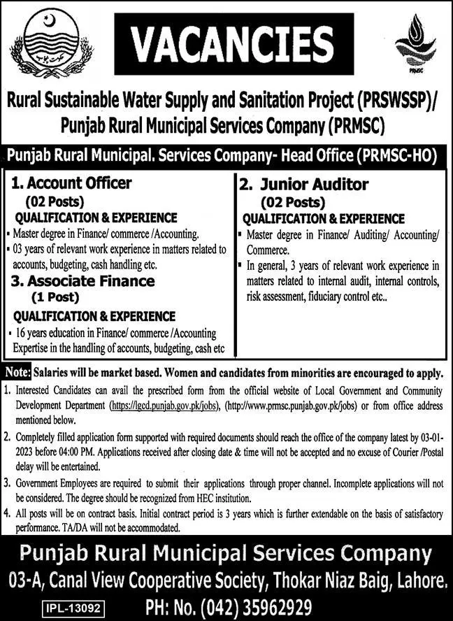 Punjab Rural Municipal Services Company Jobs 2023