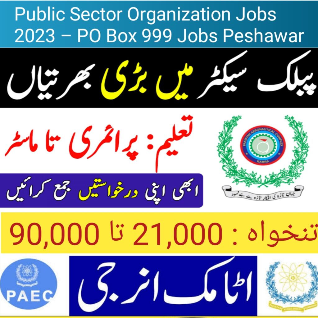 Public Sector Organization Jobs 2023 – PO Box 999 Jobs Peshawar