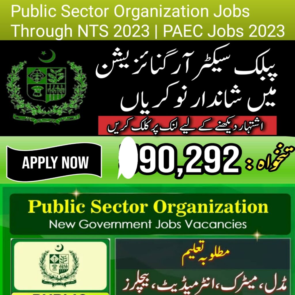 Public Sector Organization Jobs Through NTS 2023 | PAEC Jobs 2023