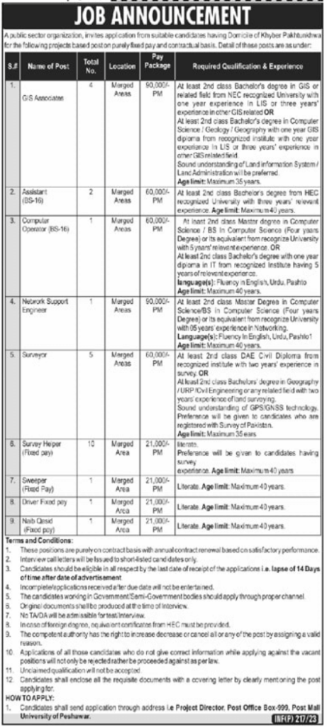 Public Sector Organization Jobs 2023 - PO Box 999 Jobs Peshawar