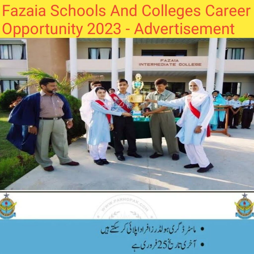 Fazaia Schools And Colleges Career Opportunity 2023 - Advertisement ...