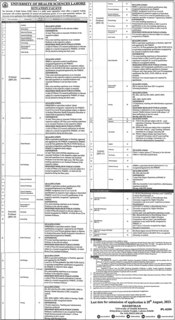 UHS University of Health Sciences Jobs 2023