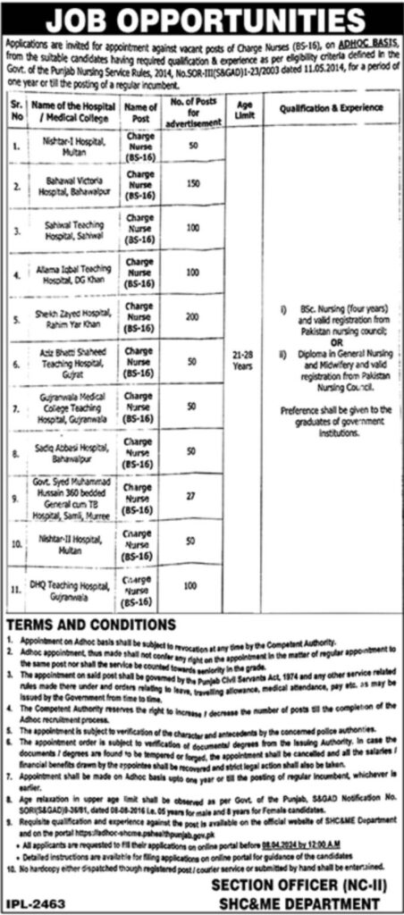 Opportunities in Specialized Healthcare: Punjab Department Jobs 2024