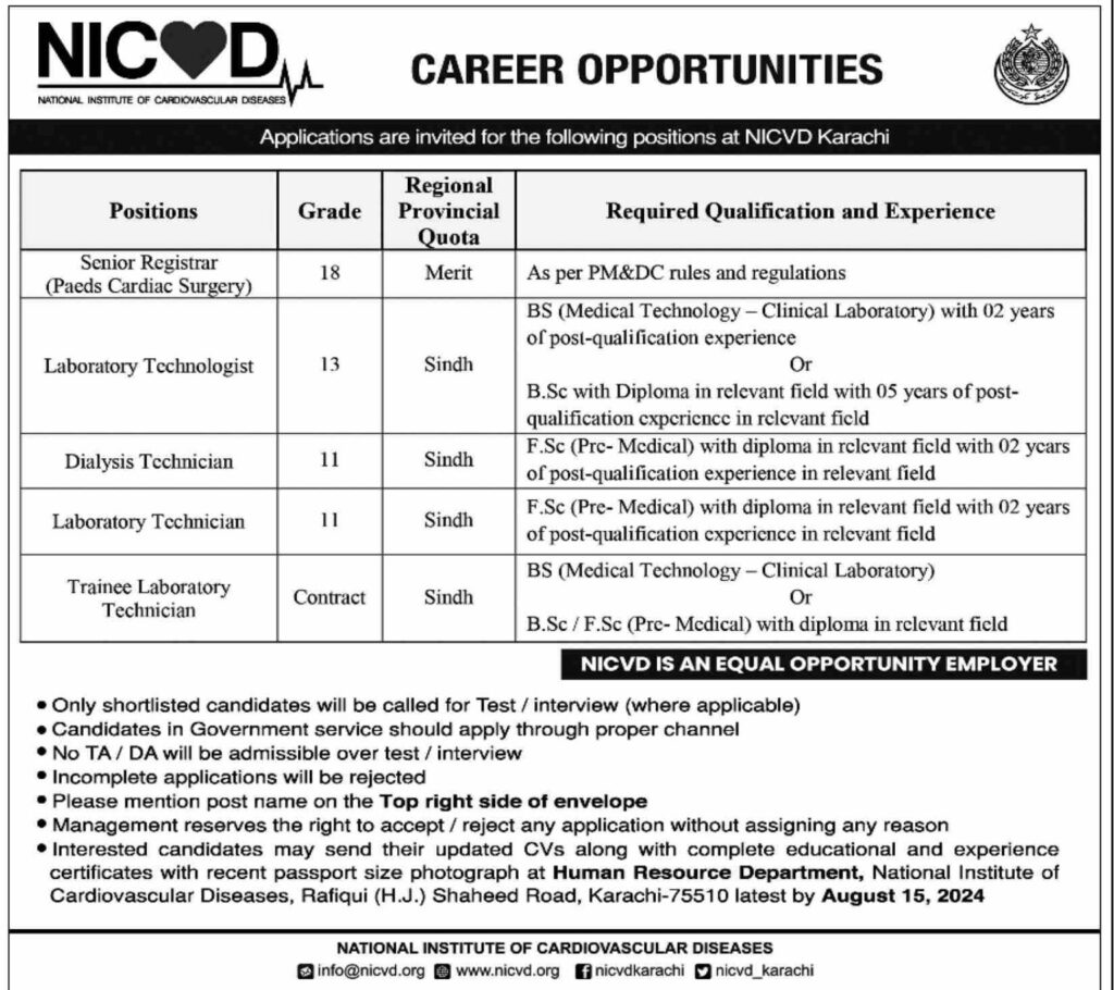 NICVD Vacancies & Recruitment (August 2024)