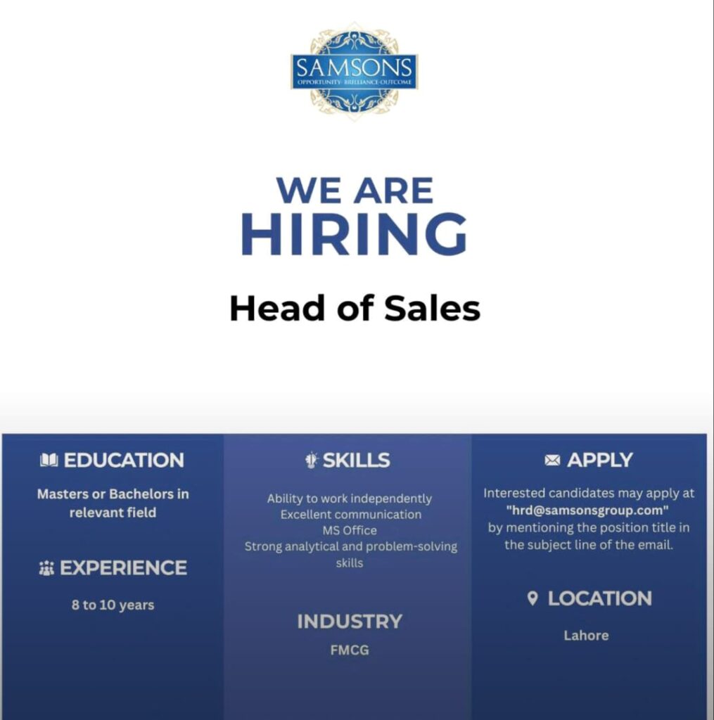 Opportunities for Sales Professionals at Samsons Group