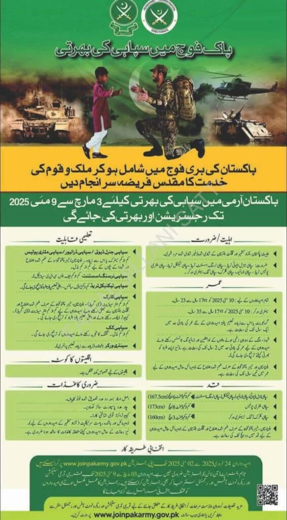 Pak Army Sipahi Jobs Opportunities February 2025 Online Apply | Registration