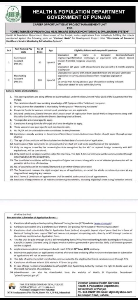 270 Vacancies in Health and Population Department 270 Vacancies in Health and Population Department