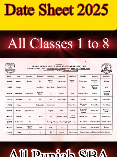 KP Dir Lower Semester-II Exam Schedule 2025: Guidelines for Nursery to Grade 8 Assessments