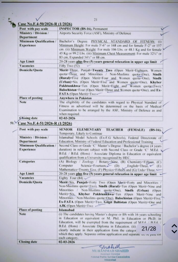 FPSC Teacher Jobs 2026 Apply - Senior Elementary Teacher