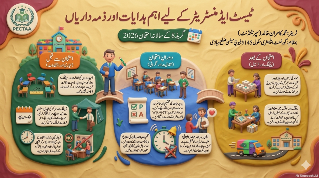 Key Guidelines and Responsibilities for Grade 8 (8th Class) Annual Examinations 2026 – PECTAA