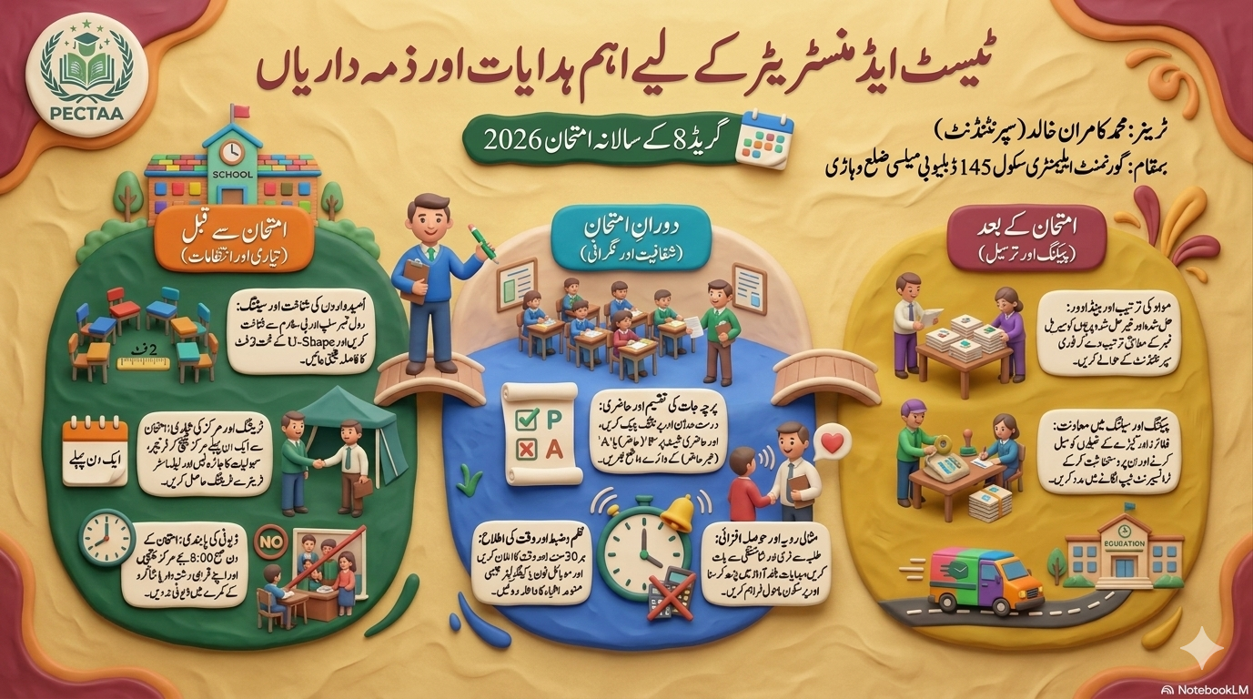Key Guidelines and Responsibilities for Grade 8 (8th Class) Annual Examinations 2026 – PECTAA