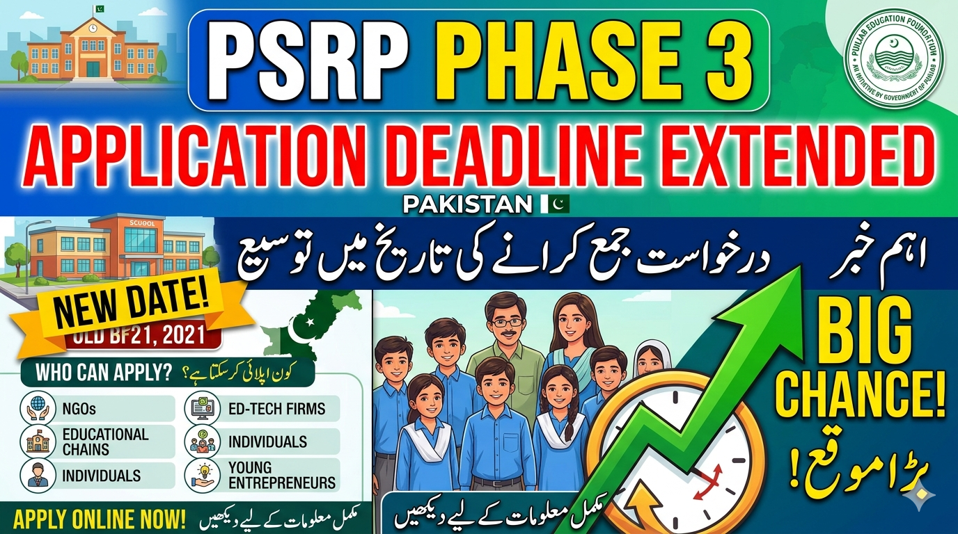 PSRP Phase 3 Application Deadline Extended Pakistan