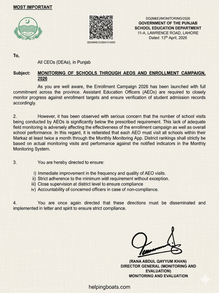 Punjab School Monitoring Initiative 2026